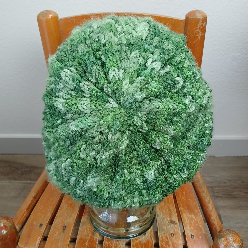 Sage Green Tones Slouchy with a Brim OSFM premade crochet newsboy handmade - Picture 3 of 7